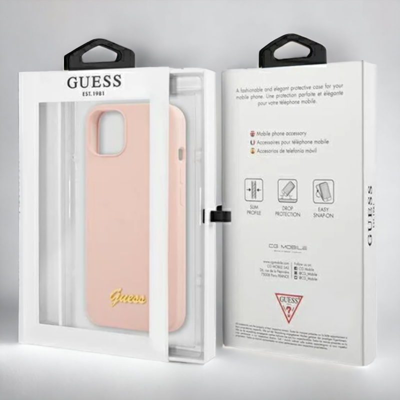 Ovitek Guess "Gold Logo" za iPhone 13/14/15 s tehologijo MagSafe (GUHMP13MLSLMGLP)