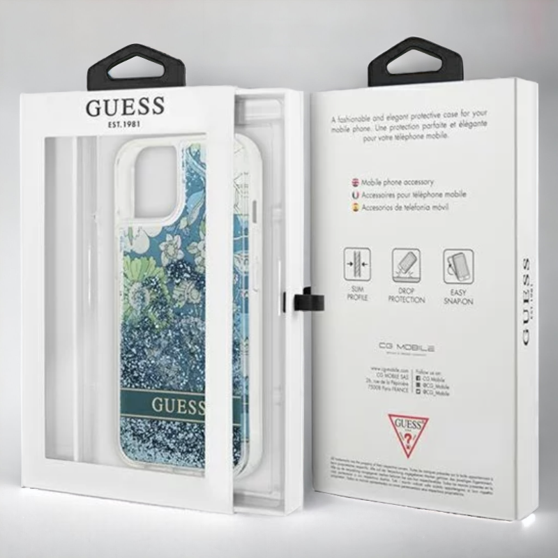 Ovitek Guess "Flower Liquid Glitter" za iPhone 13 Pro (GUHCP13LLFLSN)