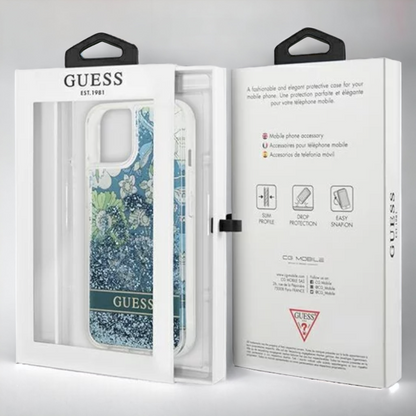 Ovitek Guess "Flower Liquid Glitter" za iPhone 13 Pro (GUHCP13LLFLSN)