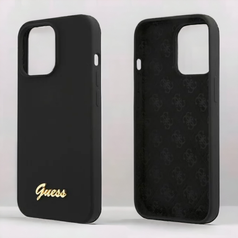 Ovitek Guess "Gold Logo" za iPhone 13/13 Pro s tehologijo MagSafe (GUHMP13LLSLMGBK)