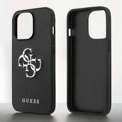 Ovitek Guess "Saffiano 4G Metal Logo" za iPhone 13/13 Pro (GUHCP13LSA4GSBK)