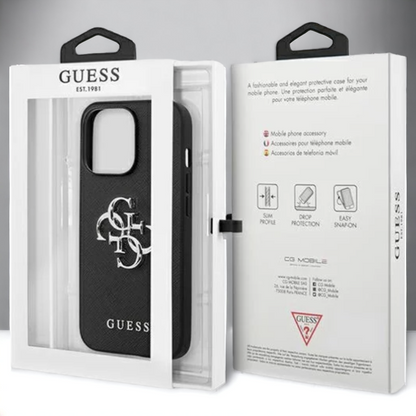 Ovitek Guess "Saffiano 4G Metal Logo" za iPhone 13/13 Pro (GUHCP13LSA4GSBK)