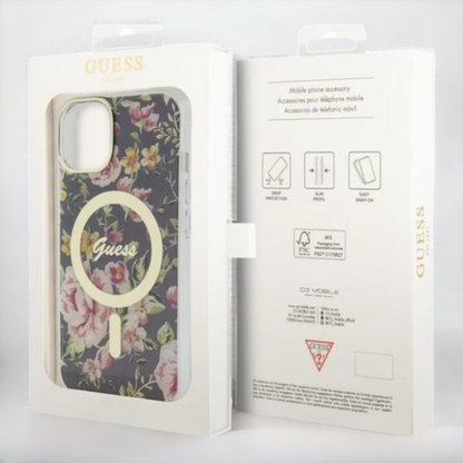 Ovitek Guess "Flower" za iPhone 14 Pro s tehologijo MagSafe (GUHMP14LHCFWSK)