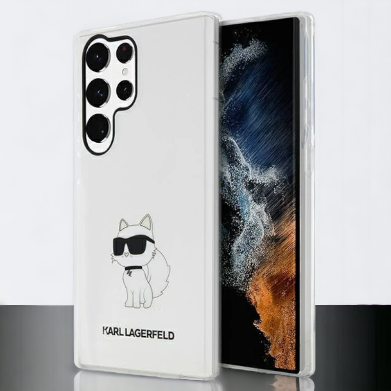 Silikonski ovitek Karl Lagerfeld "Ikonik Choupette" za Samsung Galaxy S23 Ultra (KLHCS23LHNCHTCT) – Prozorna / TPU silik