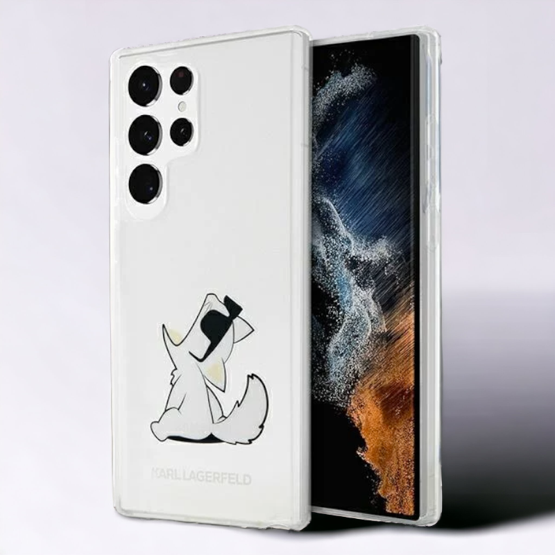 Silikonski ovitek Karl Lagerfeld "Choupette Fun" za Samsung Galaxy S23 Ultra (KLHCS23LCFNRC) – Prozorna / TPU silikon