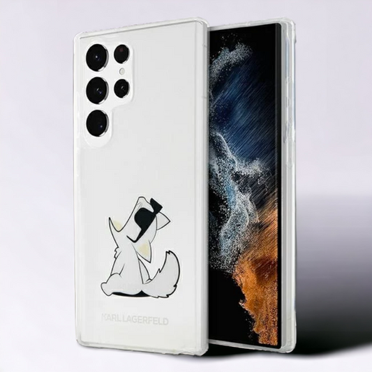 Silikonski ovitek Karl Lagerfeld "Choupette Fun" za Samsung Galaxy S23 Ultra (KLHCS23LCFNRC) – Prozorna / TPU silikon
