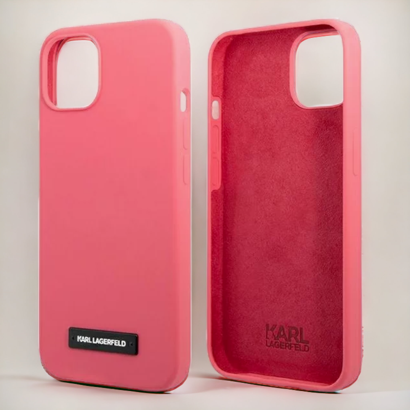 Ovitek Karl Lagerfeld "Saffiano Plaque - fuchsia" za iPhone 13 Pro (KLHCP13LSLMP1PI)