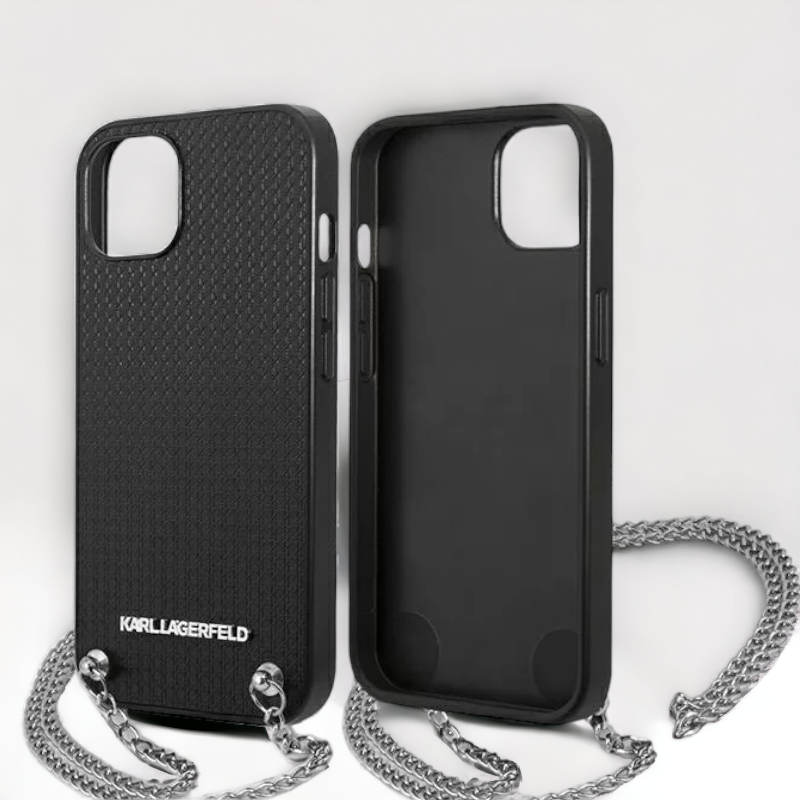 Ovitek Karl Lagerfeld "Leather Textured - Chain" za iPhone 13/14/15 (KLHCP13MPMK)