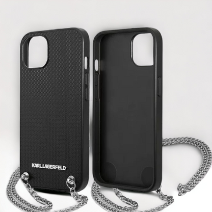 Ovitek Karl Lagerfeld "Leather Textured - Chain" za iPhone 13 Pro (KLHCP13LPMK)