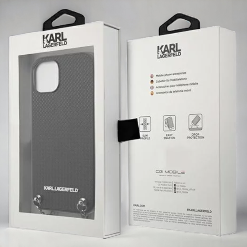 Ovitek Karl Lagerfeld "Leather Textured - Chain" za iPhone 13 Pro (KLHCP13LPMK)