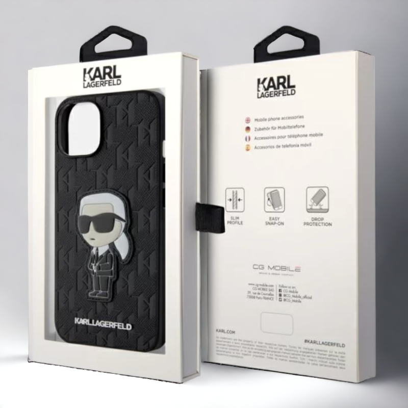 Ovitek Karl Lagerfeld " Saffiano Monogram Karl " za iPhone 13/14/15 (KLHCP14SSAKHPKK)
