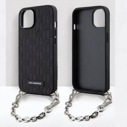 Ovitek Karl Lagerfeld "Saffiano Monogram Chain" za iPhone 14 Pro Max (KLHCP14XSACKLHPK)