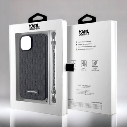 Ovitek Karl Lagerfeld "Saffiano Monogram Chain" za iPhone 14 (KLHCP14SSACKLHPK)