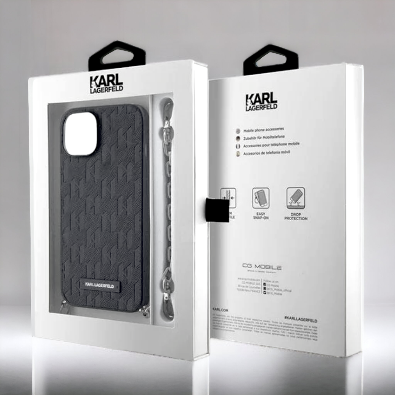 Ovitek Karl Lagerfeld "Saffiano Monogram Chain" za iPhone 14 Pro Max (KLHCP14XSACKLHPK)