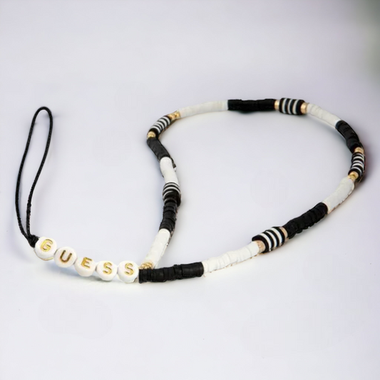 Pašček za telefon Guess "black & white - Heishi Beads" (GUSTBCKH) – Črna