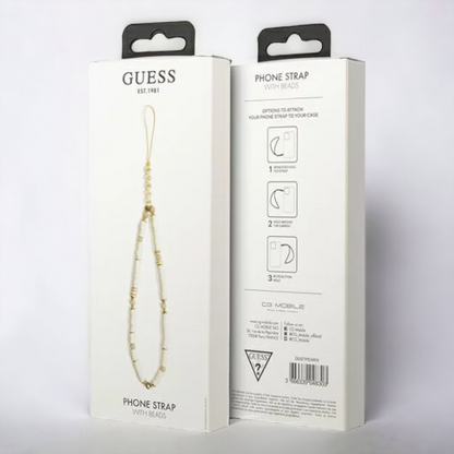 Pašček za telefon Guess "white - Heishi Beads" (GUSTPEARW)