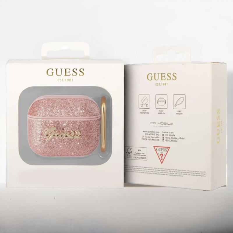 Original Guess etui "Glitter Flakes" za slušalke AirPods 3 (GUA3HGGSHP)