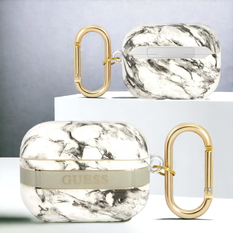 Original Guess etui "grey Marble Strap" za slušalke AirPods Pro (GUAPHCHMAG) – Siva
