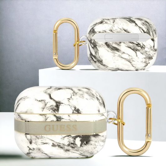 Original Guess etui "grey Marble Strap" za slušalke AirPods Pro (GUAPHCHMAG) – Siva
