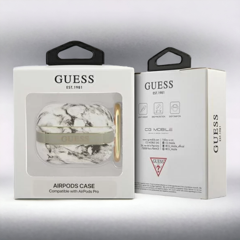 Original Guess etui "grey Marble Strap" za slušalke AirPods 3 (GUA3HCHMAG)