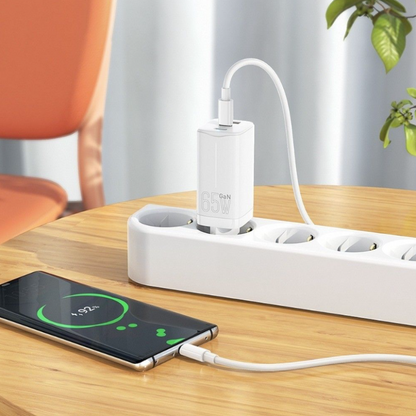 Komplet hišni polnilec "N16 mini" za hitro polnjenje in kabel USB C - 65W – Hoco – Bela
