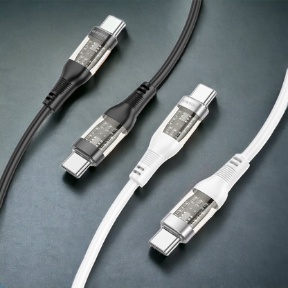 Polnilni kabel "Transparent shell" USB C - USB C 60W – Borofone – Črna