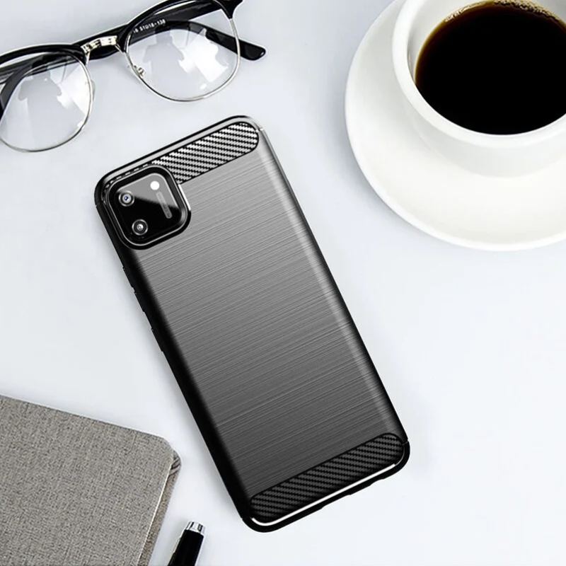 Silikonski ovitek "carbon" za Realme C11 (2020) - Črna – Techsuit – Črna / TPU silikon