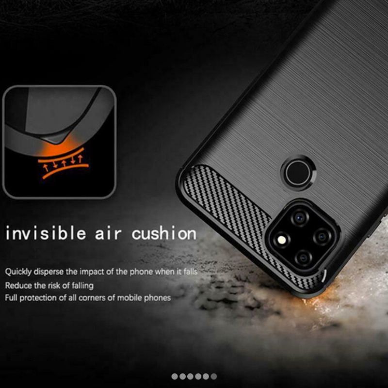 Silikonski ovitek "carbon" za Realme C21 - Črna – Techsuit