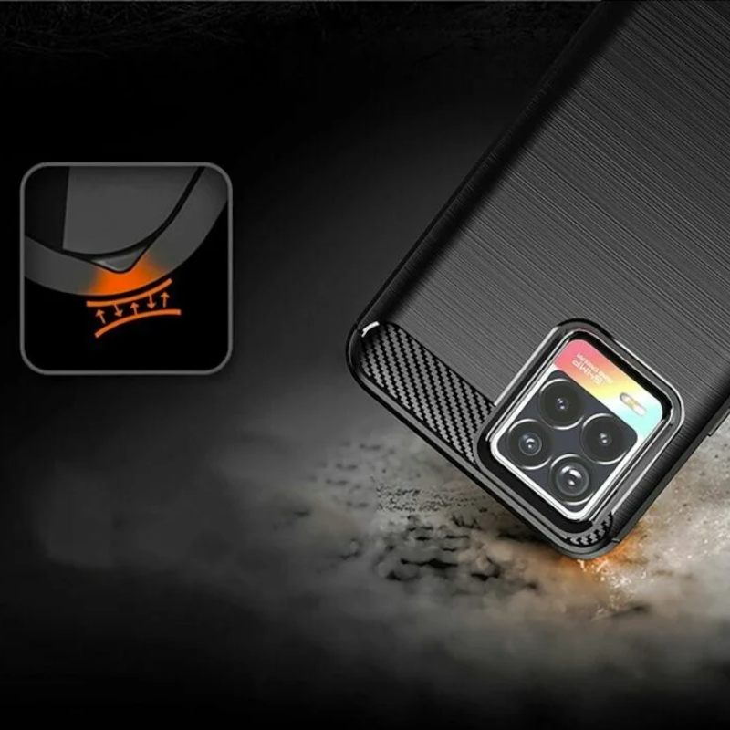 Silikonski ovitek "carbon" za Realme 8 4G - Črna – Techsuit