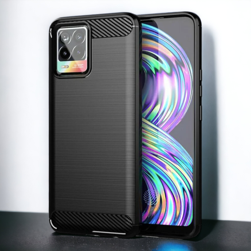 Silikonski ovitek "carbon" za Realme 8 4G - Črna – Techsuit – Črna / TPU silikon