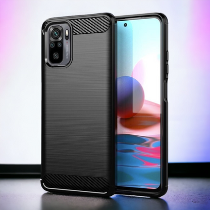 Silikonski ovitek "carbon" za Xiaomi Redmi Note 10 4G - Črna – Techsuit – Črna / TPU silikon