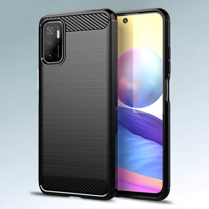 Silikonski ovitek "carbon" za Xiaomi Redmi Note 10 5G - Črna – Techsuit – Črna / TPU silikon