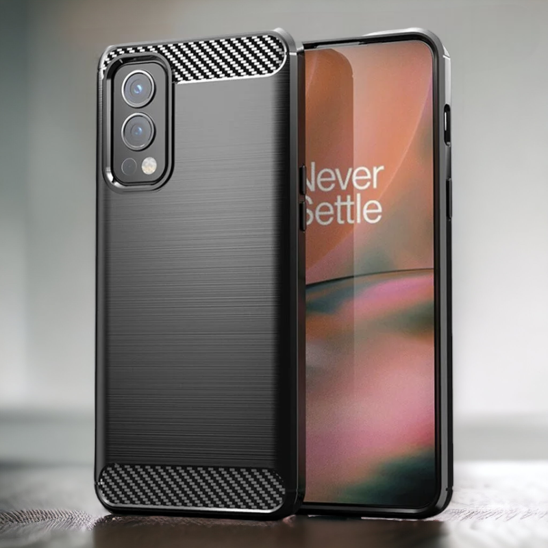Silikonski ovitek "carbon" za OnePlus Nord 2 5G - Črna – Techsuit – Črna / TPU silikon