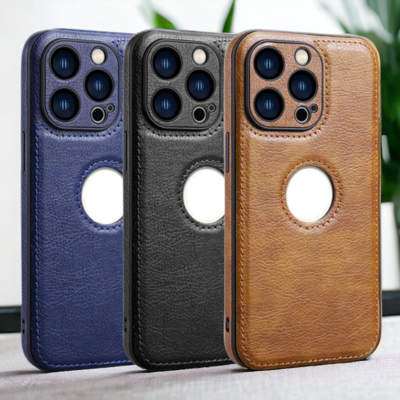 Ovitek "Leather" za iPhone 14 Pro – Infostyle – Črna / Umetno usnje + TPU silikon