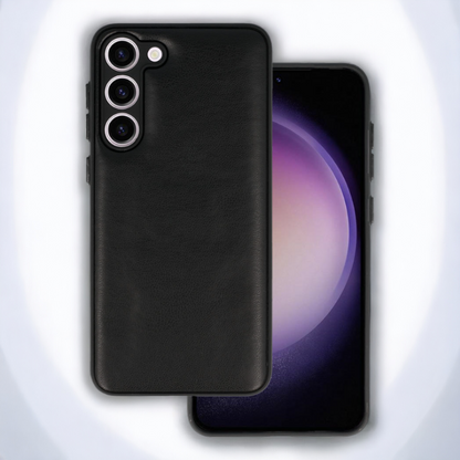 Silikonski ovitek "Smooth Leather 3D" za Samsung Galaxy S23 Plus - črna – Infostyle – Črna / PU usnje + PC