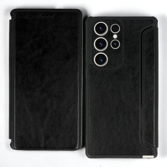 Preklopna torbica "Razor Leather" za Xiaomi Redmi Note 11s – Infostyle – Črna / Ekološko usnje + TPU silikon