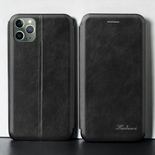 Preklopna torbica "Thin" za Samsung Galaxy S21 Ultra - Črna – Hadaasi – Črna / Ekološko usnje + TPU silikon