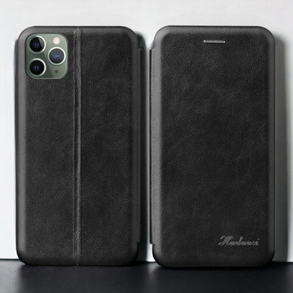 Preklopna torbica "Thin" za Samsung Galaxy A71 - Črna – Hadaasi – Črna / Ekološko usnje + TPU silikon