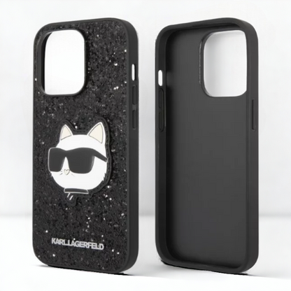 Ovitek Karl Lagerfeld "Glitter Choupette - black" za iPhone 14 Pro (KLHCP14LG2CPK)