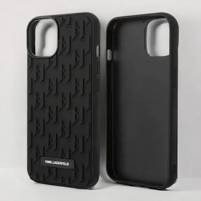 Ovitek Karl Lagerfeld "3D monogram - black " za iPhone 13/14/15 (KLHCP14SRUPKLPK)