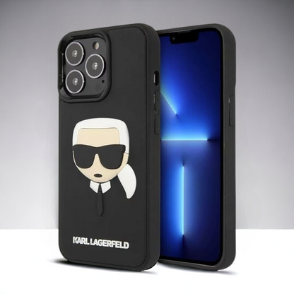 Ovitek Karl Lagerfeld "Karl's head - rubber black" za iPhone 14 Pro Max (KLHCP14XKH3DBK) – Črna / PC + TPU silikon
