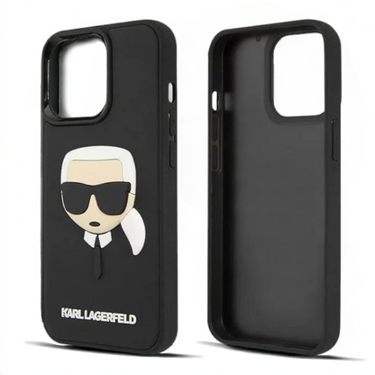 Ovitek Karl Lagerfeld "Karl's head - rubber black" za iPhone 14 Pro Max (KLHCP14XKH3DBK)