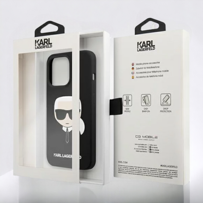 Ovitek Karl Lagerfeld "Karl's Head - black" za iPhone 14 Plus/15 Plus (KLHCP14MSLKHBK)