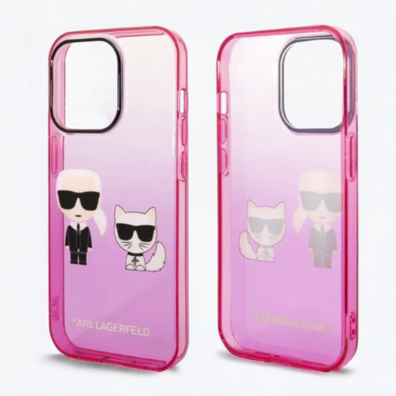 Ovitek Karl Lagerfeld "Karl & Choupette - pink gradient" za iPhone 14 Pro Max (KLHCP14XTGKCP)