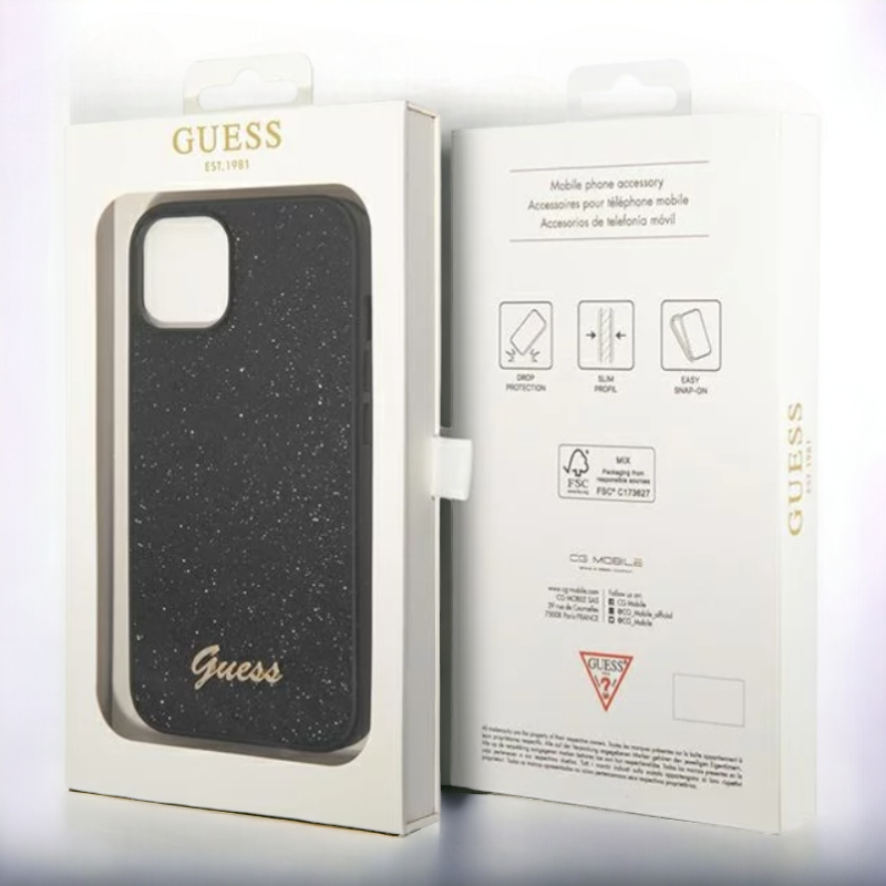 Ovitek Guess "Glitter Black" za iPhone 14 Plus/ 15 Plus (GUHCP14MHGGSHK)