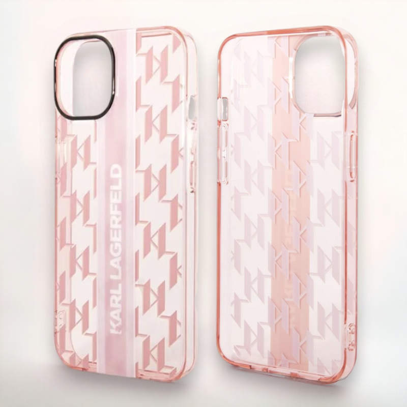 Ovitek Karl Lagerfeld " Monogram Vertical Strap - pink" za iPhone 14 Plus/15 Plus (KLHCP14MHKLSPCP)