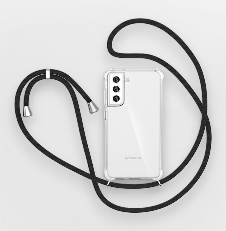 Silikonski ovitek z vrvico za Samsung Galaxy S22 Ultra – Infostyle – Črna / Silikon