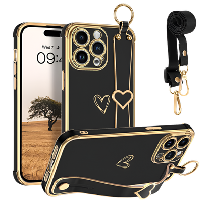 Silikonski ovitek "GUAGUA" z vrvico in držalom za iPhone 12 Pro Max – Infostyle – Črna / TPU silikon