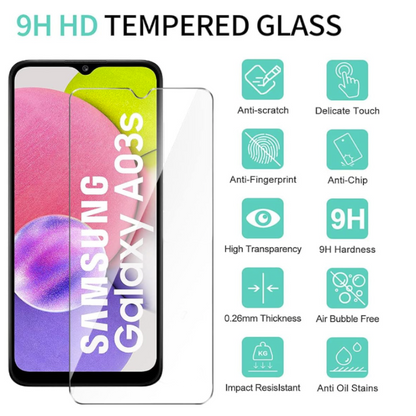 Komplet 2x silikonski ovitek + 2x zaščitno steklo za Samsung Galaxy A03s – Infostyle