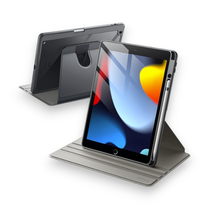 Preklopna torbica "Rotating " za tablični računalnik Apple iPad 9/8/7 10.2" – JETech – Siva / PC + TPU silikon